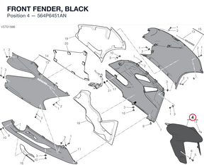 FRONT FENDER, BLACK 564P6451AN diagram position