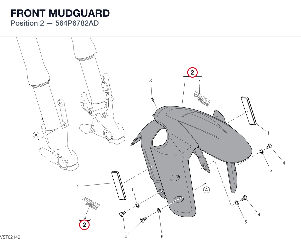 FRONT MUDGUARD 564P6782AD diagram position