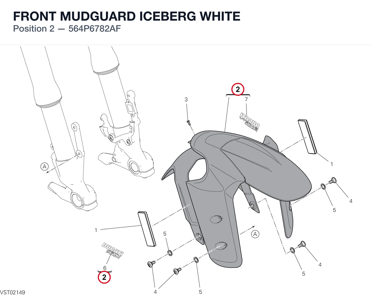 FRONT MUDGUARD ICEBERG WHITE 564P6782AF diagram position