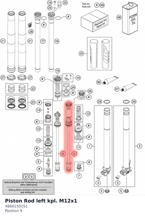 Diagram preview: Piston Rod left kpl. M12x1 (48601501S1)