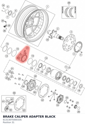 Diagram preview: BRAKE CALIPER ADAPTER BLACK (6131307500033S)