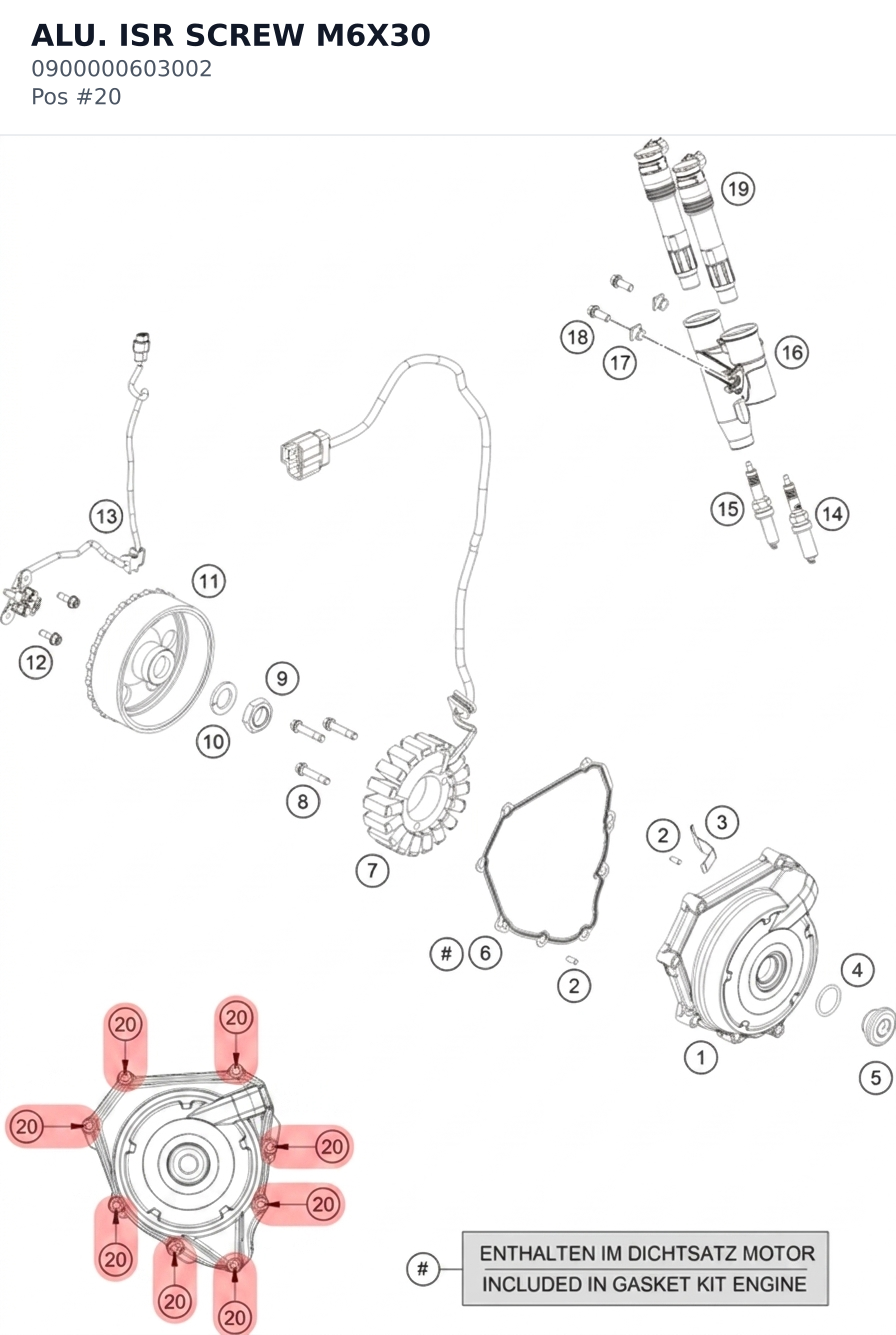 Diagram preview: ALU. ISR SCREW M6X30 (0900000603002)