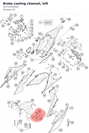Diagram preview: Brake cooling channel, left (61713932000)