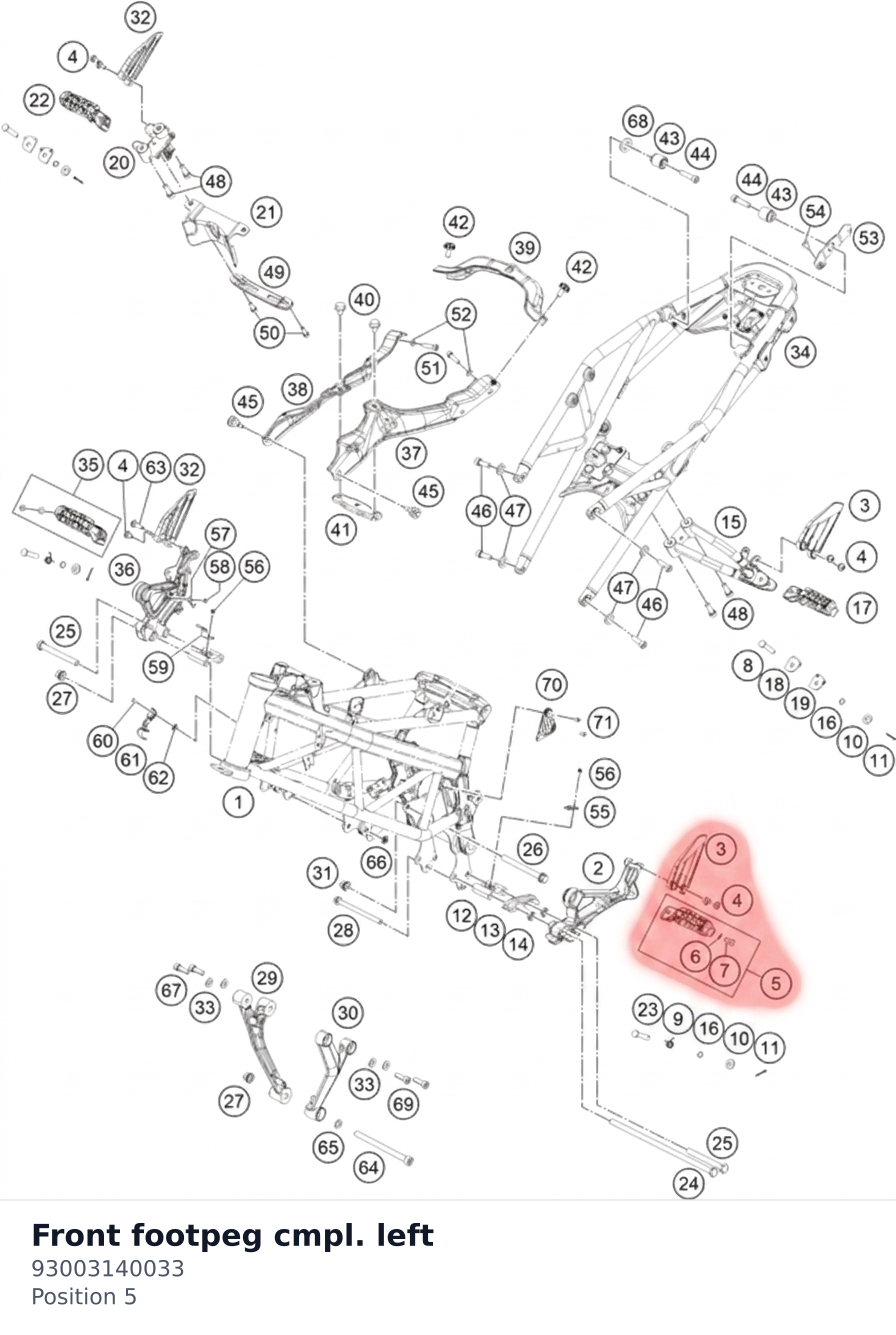 Diagram preview: Front footpeg cmpl. left (93003140033)