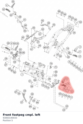 Diagram preview: Front footpeg cmpl. left (93003140033)
