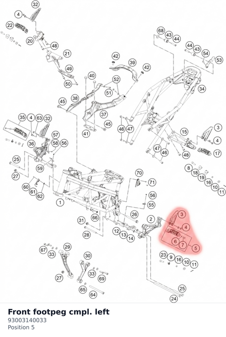 Diagram preview: Front footpeg cmpl. left (93003140033)