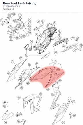 Diagram preview: Rear fuel tank fairing (61708049000CB)