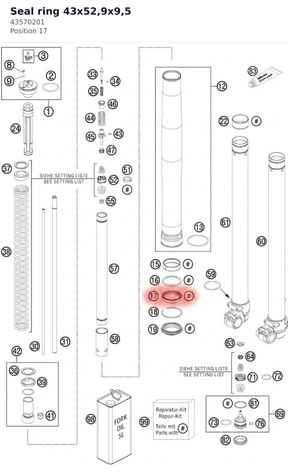 Diagram preview: Seal ring 43x52,9x9,5 (43570201)