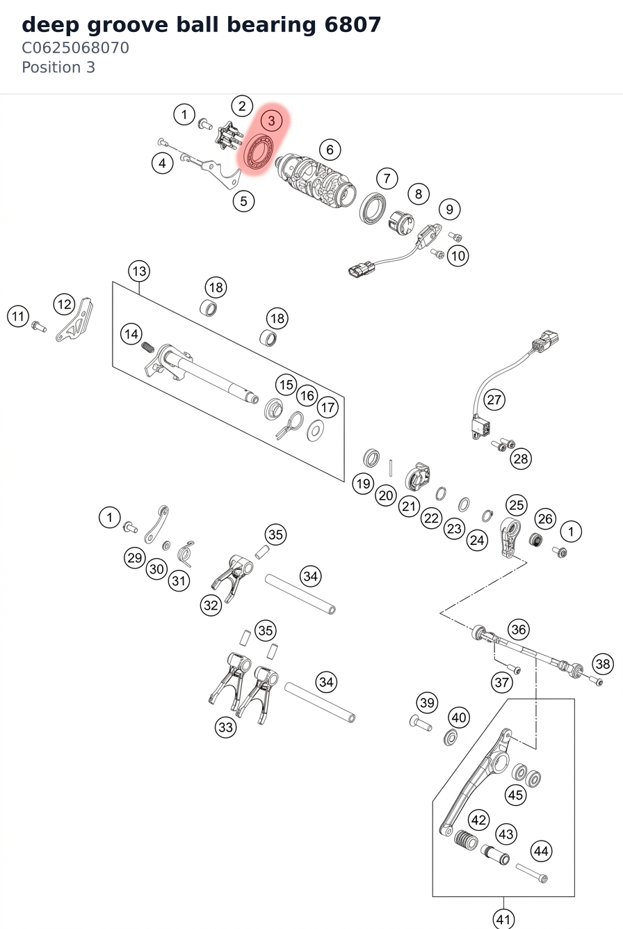 Diagram preview: deep groove ball bearing 6807 (C0625068070)