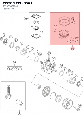 Diagram preview: PISTON  CPL. 350 I (77230207100 I)