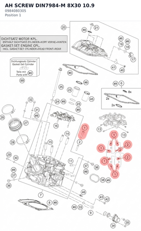 Diagram preview: AH SCREW DIN7984-M 8X30 10.9 (0984080305)