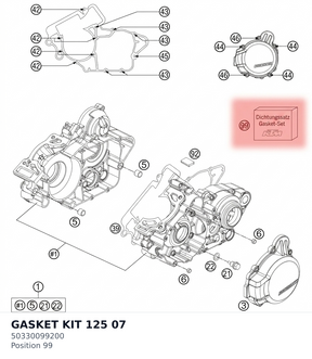 Diagram preview: GASKET KIT 125            07 (50330099200)