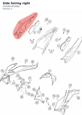 Diagram preview: Side fairing right (63508042000BJA)