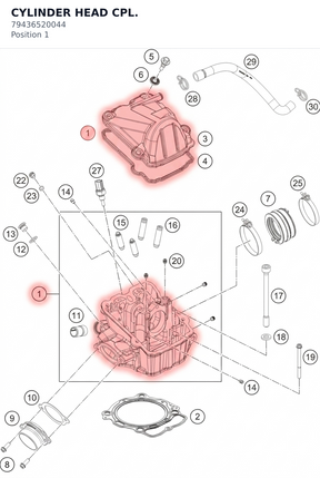 Diagram preview: CYLINDER HEAD CPL. (79436520044)