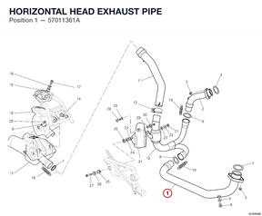 HORIZONTAL HEAD EXHAUST PIPE 57011361A diagram position