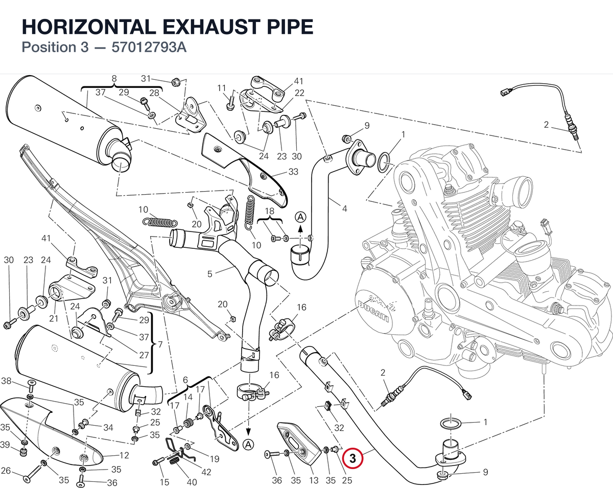 HORIZONTAL EXHAUST PIPE 57012793A diagram position