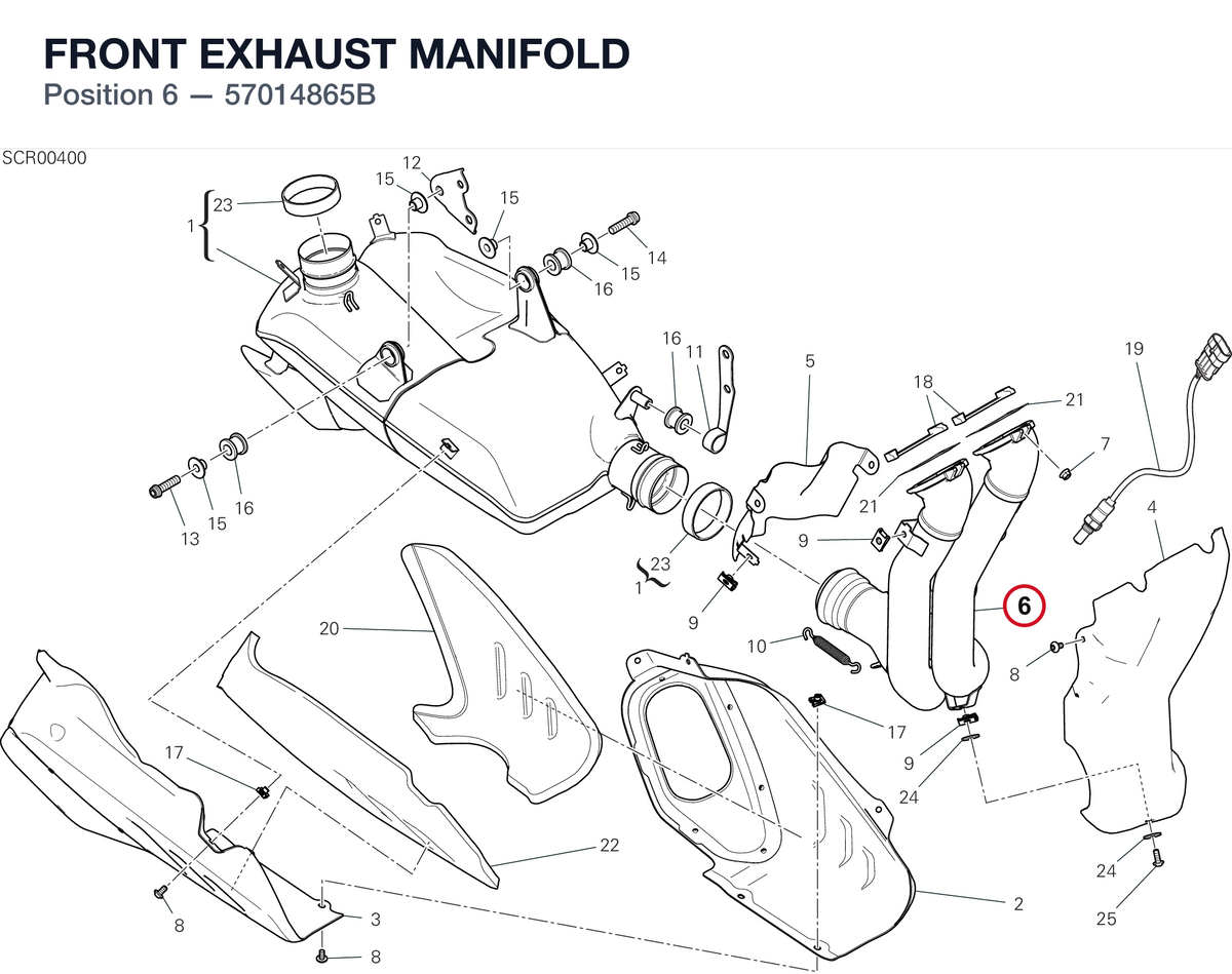 FRONT EXHAUST MANIFOLD 57014865B diagram position