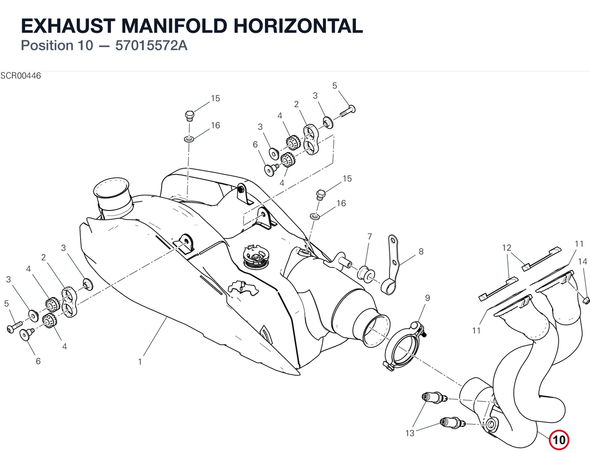 EXHAUST MANIFOLD HORIZONTAL 57015572A diagram position