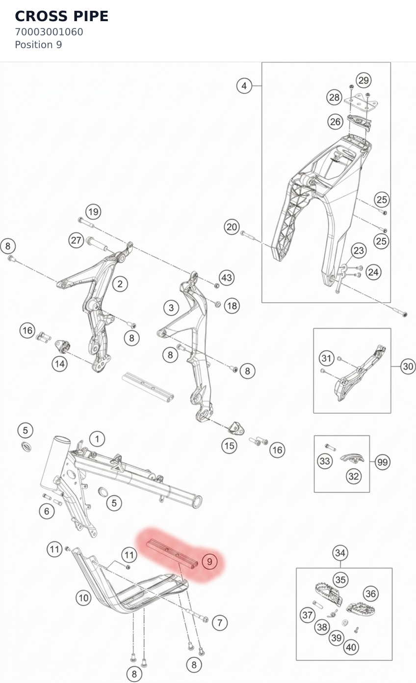 Diagram preview: CROSS PIPE (70003001060)