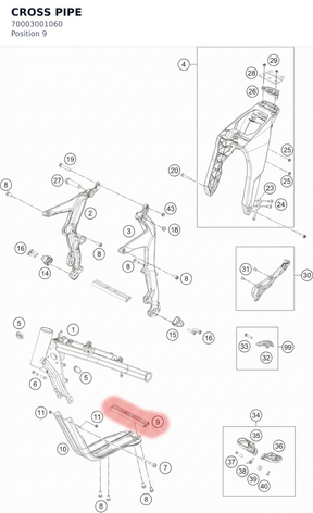 Diagram preview: CROSS PIPE (70003001060)