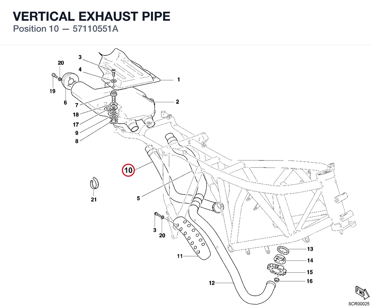 VERTICAL EXHAUST PIPE 57110551A diagram position