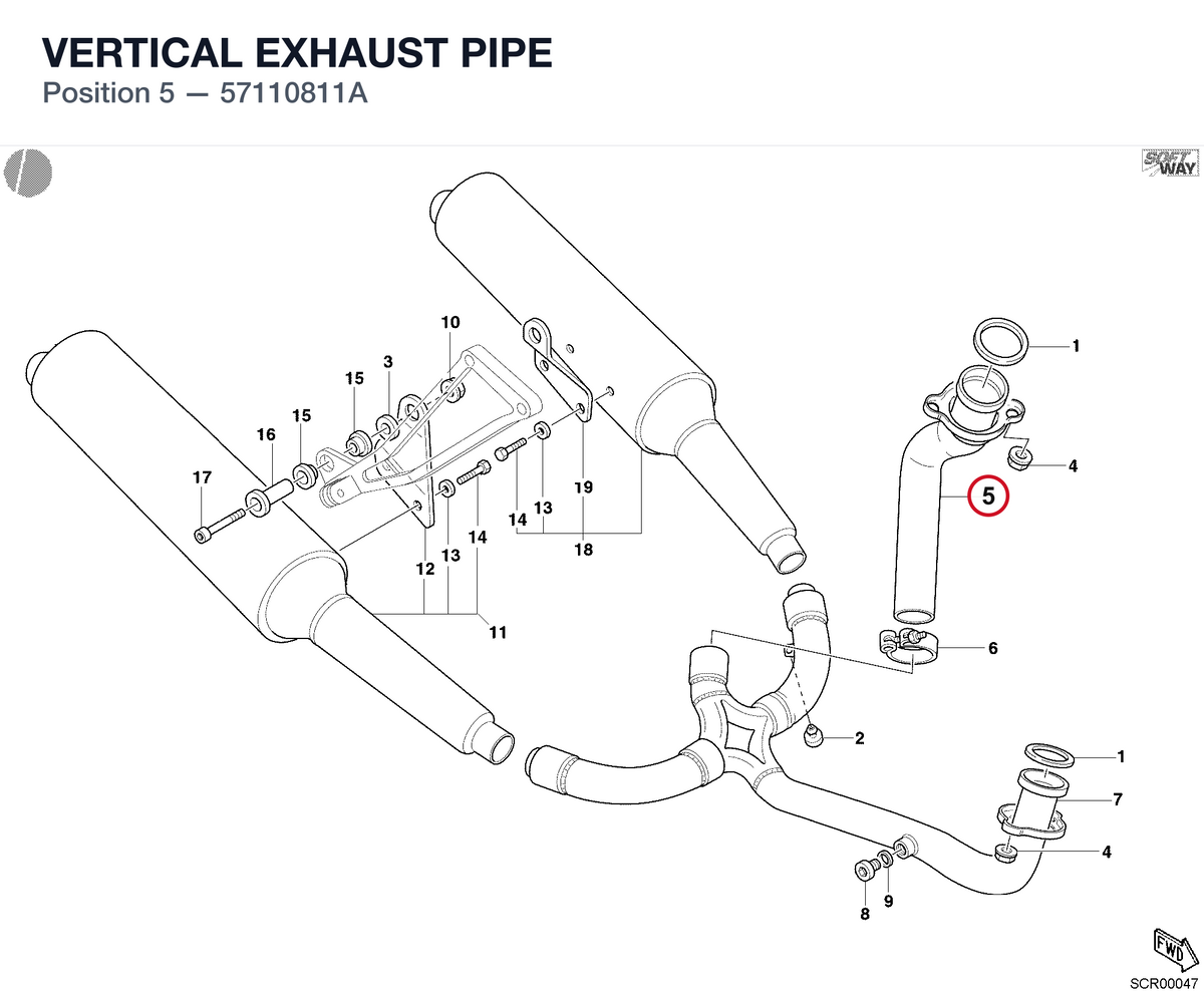 VERTICAL EXHAUST PIPE 57110811A diagram position