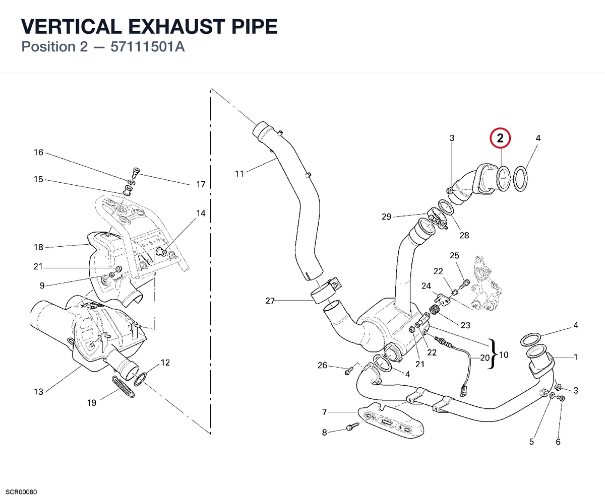 VERTICAL EXHAUST PIPE 57111501A diagram position