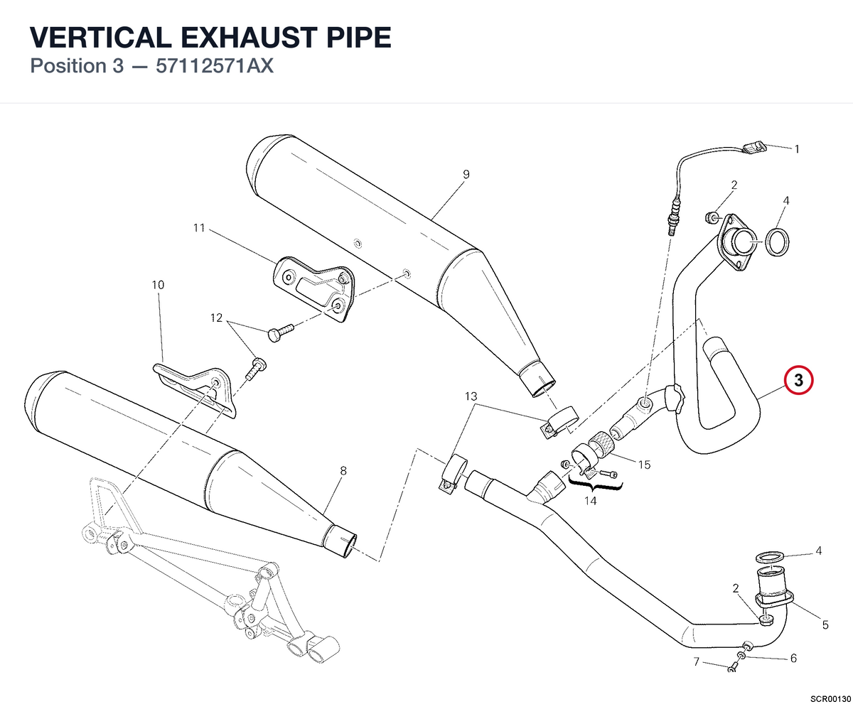VERTICAL EXHAUST PIPE 57112571AX diagram position
