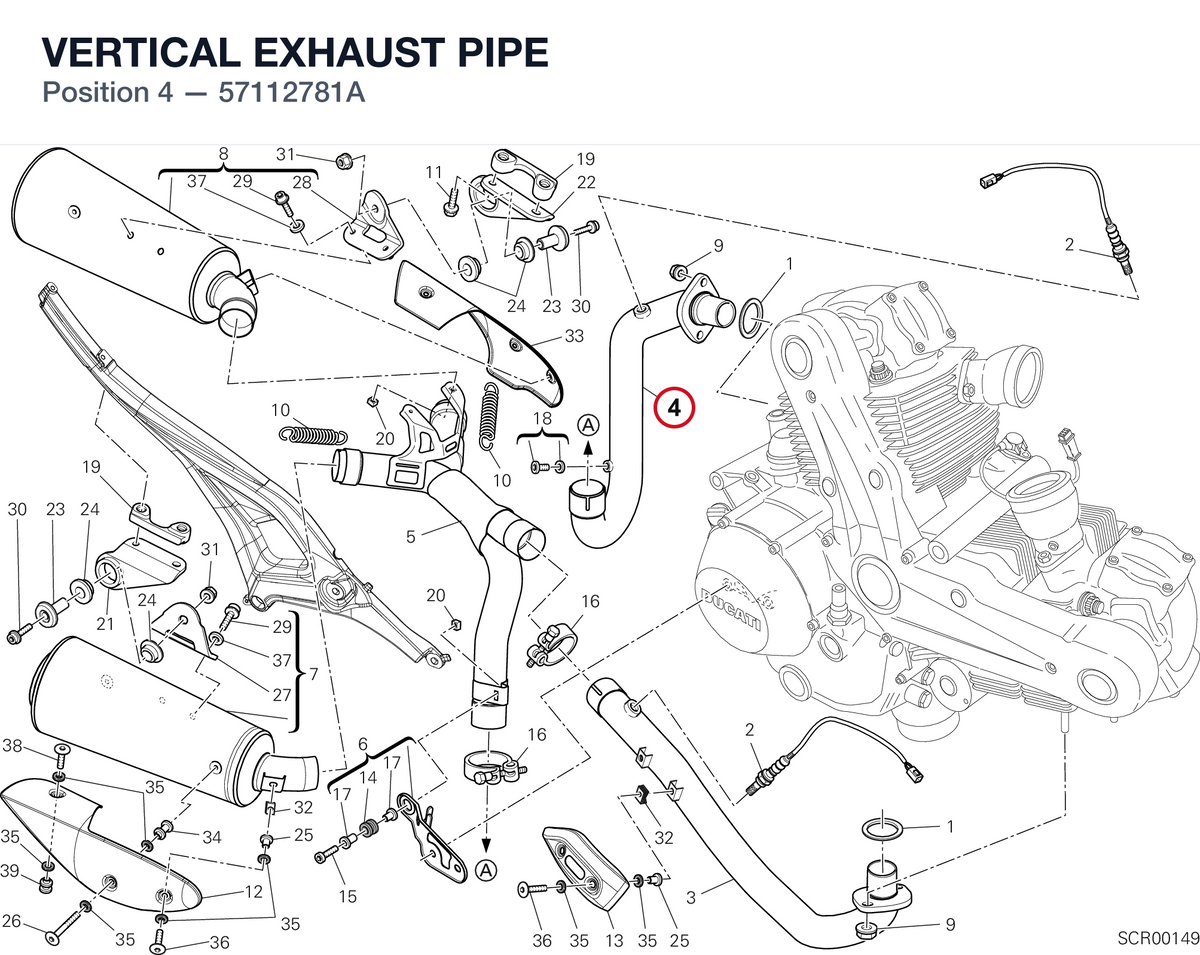 VERTICAL EXHAUST PIPE 57112781A diagram position