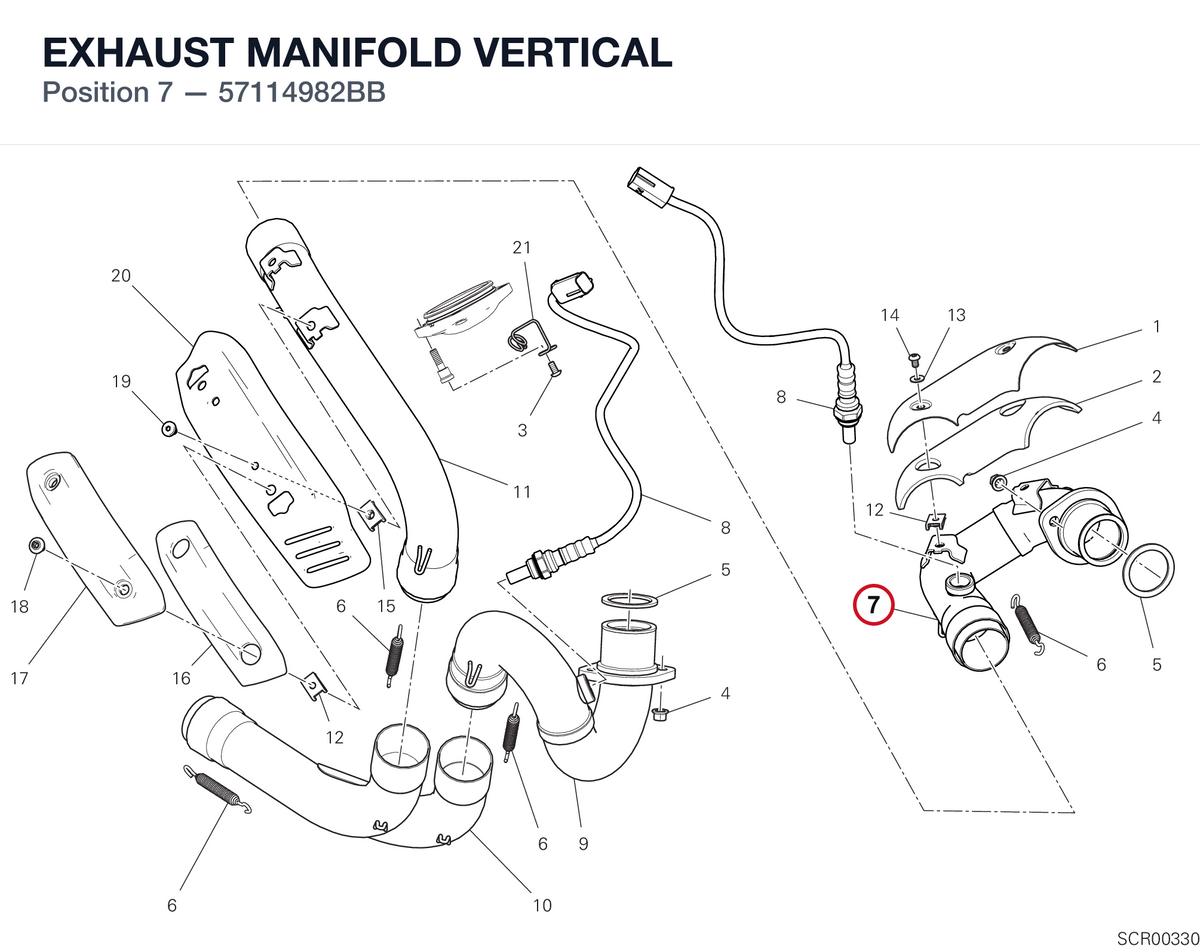 EXHAUST MANIFOLD VERTICAL 57114982BB diagram position