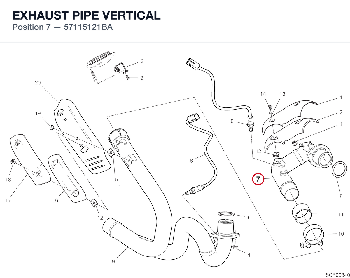 EXHAUST PIPE VERTICAL 57115121BA diagram position
