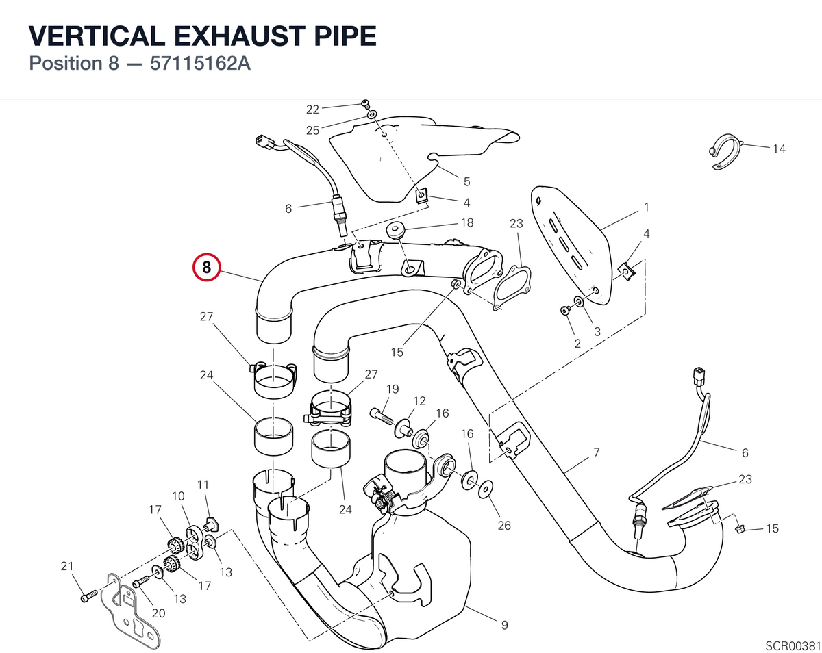 VERTICAL EXHAUST PIPE 57115162A diagram position