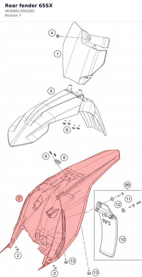Diagram preview: Rear fender 65SX (4630801300028C)