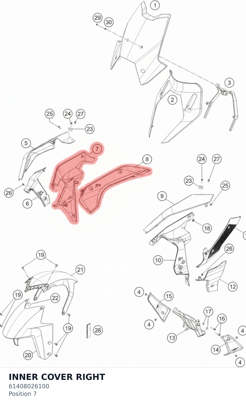 Diagram preview: INNER COVER RIGHT (61408026100)