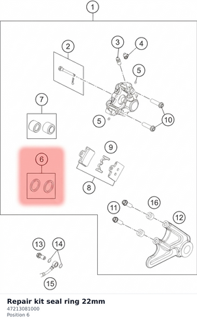 Diagram preview: Repair kit seal ring 22mm (47213081000)