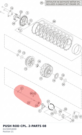 Diagram preview: PUSH ROD CPL. 2-PARTS       08 (61232054000)