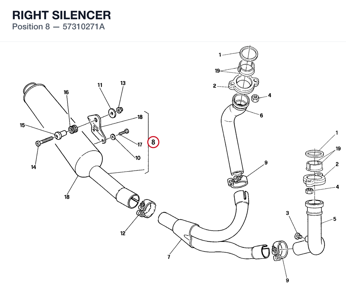 RIGHT SILENCER 57310271A diagram position