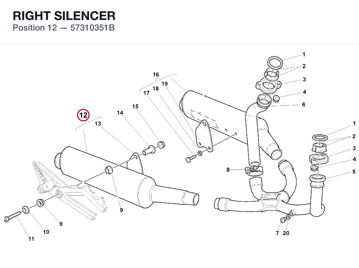 RIGHT SILENCER 57310351B diagram position