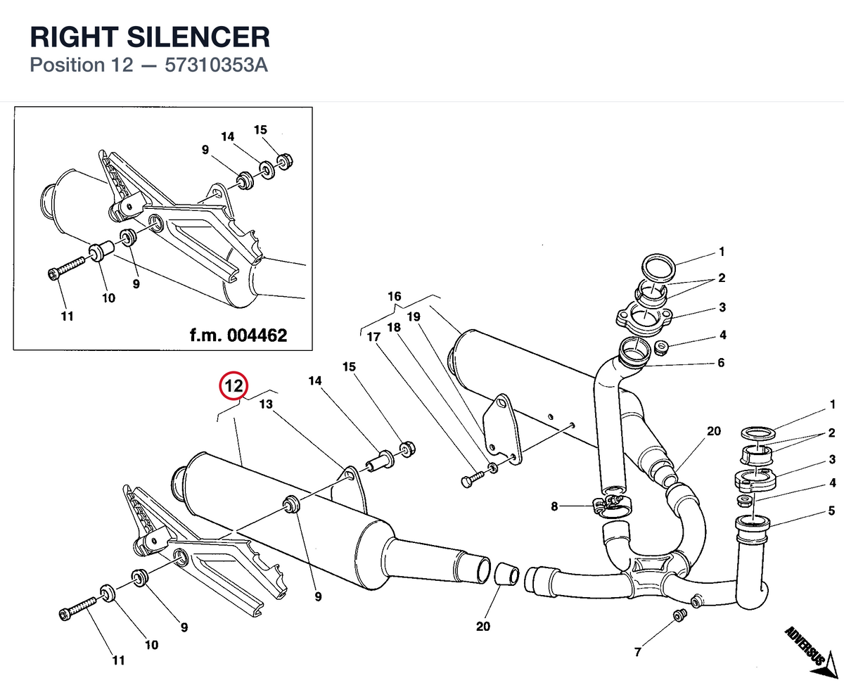 RIGHT SILENCER 57310353A diagram position