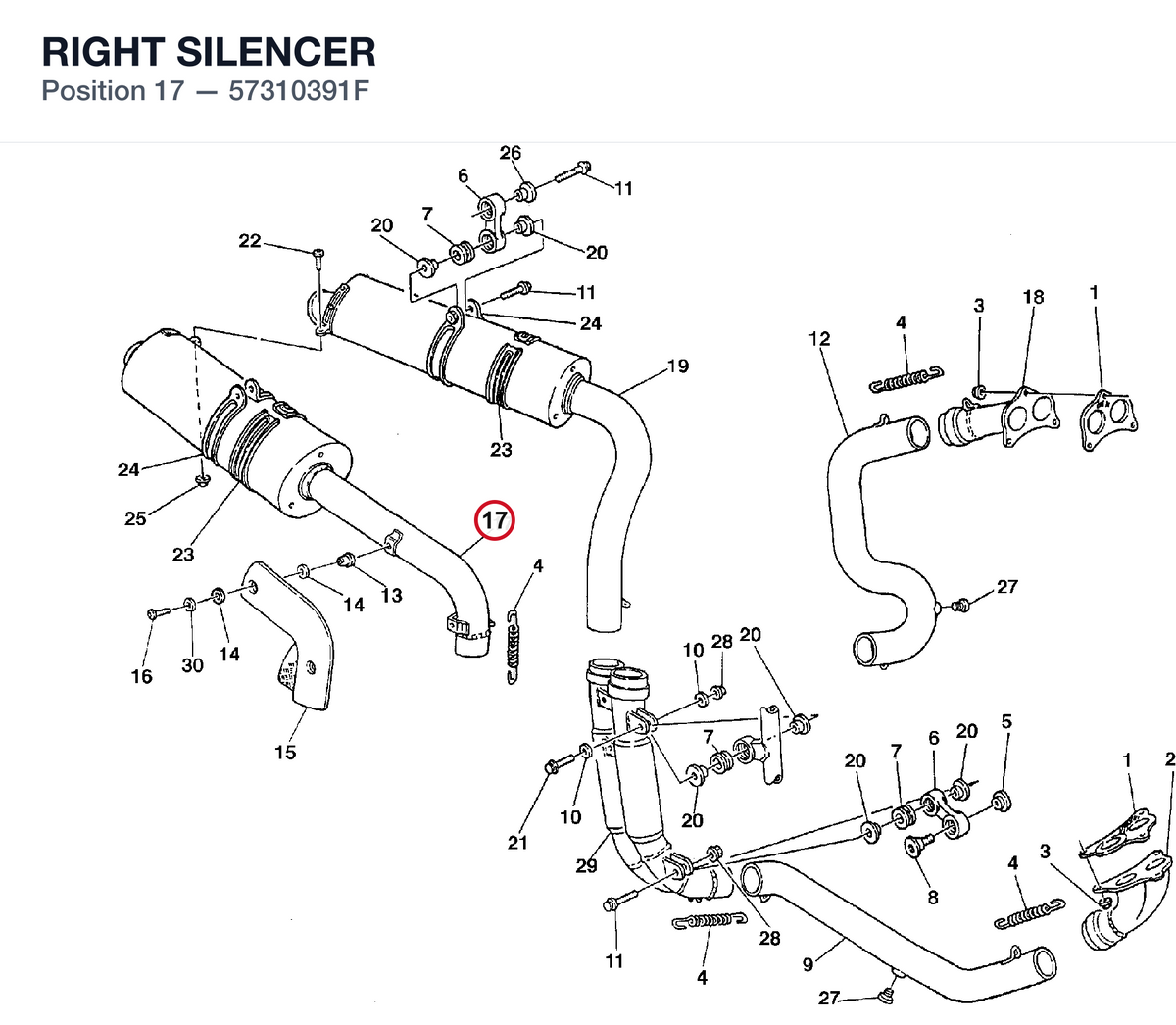 RIGHT SILENCER 57310391F diagram position