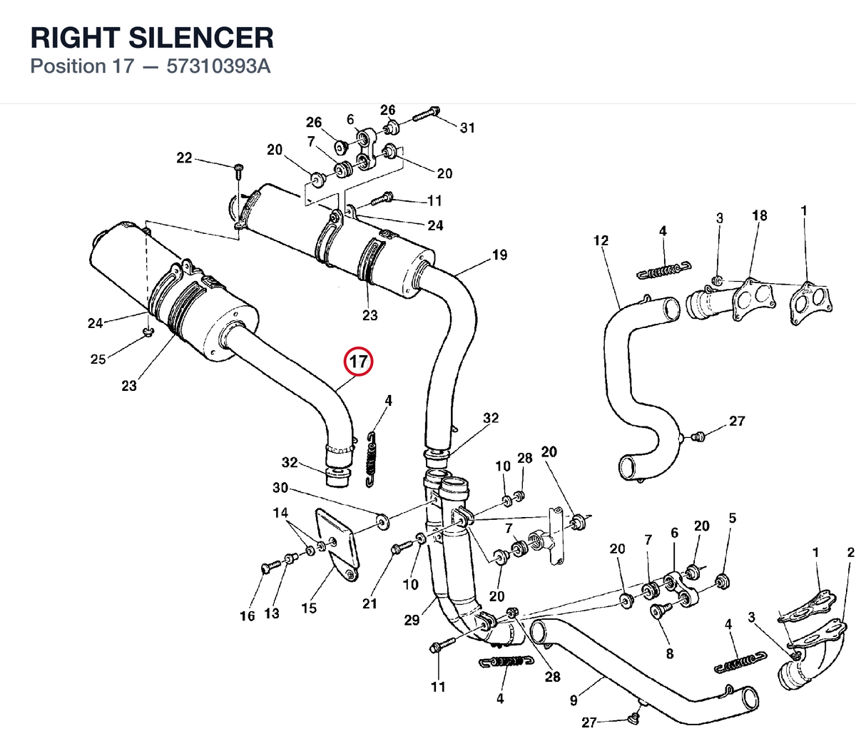 RIGHT SILENCER 57310393A diagram position