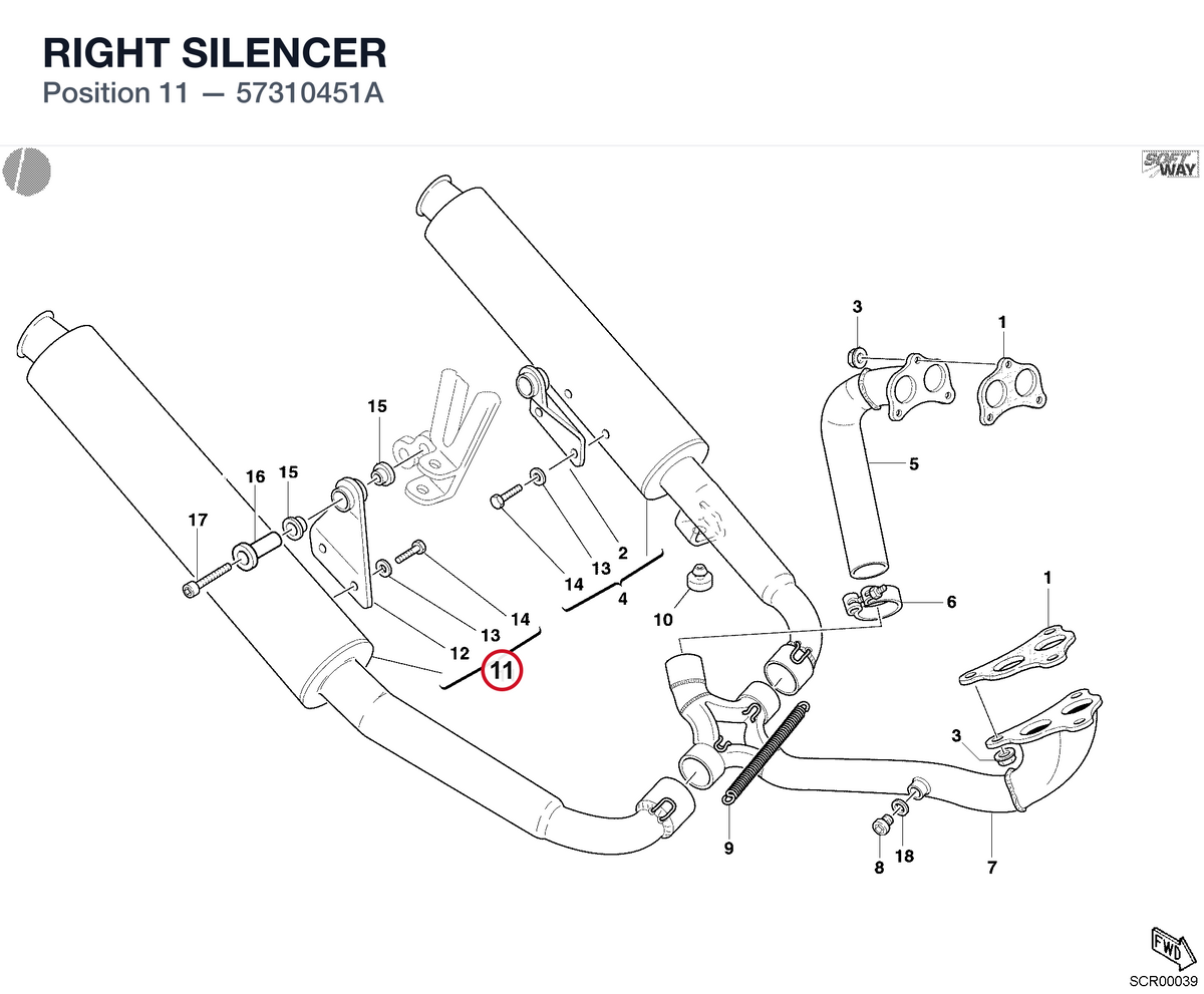 RIGHT SILENCER 57310451A diagram position