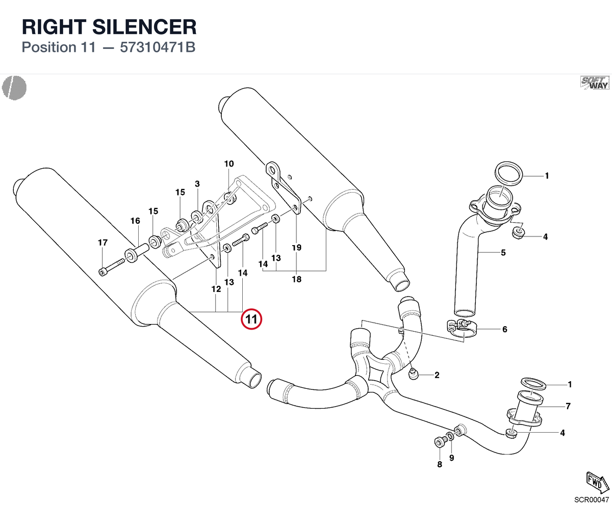 RIGHT SILENCER 57310471B diagram position