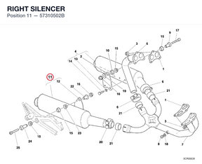 RIGHT SILENCER 57310502B diagram position