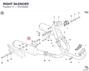 RIGHT SILENCER 57310502E diagram position