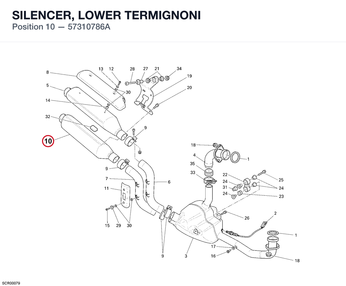 SILENCER, LOWER TERMIGNONI 57310786A diagram position