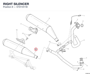 RIGHT SILENCER 57311011B diagram position
