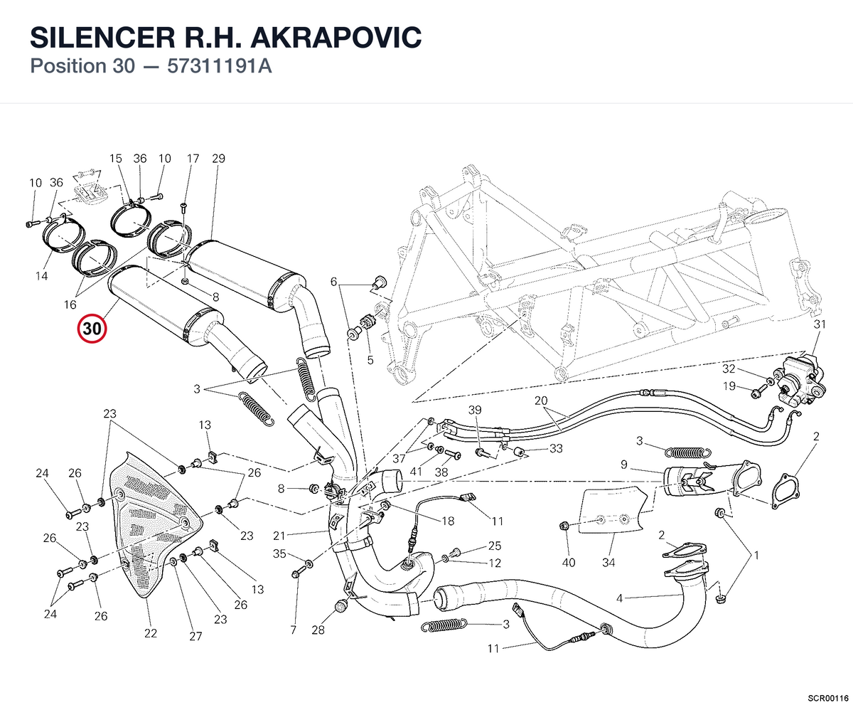 SILENCER  R.H. AKRAPOVIC 57311191A diagram position