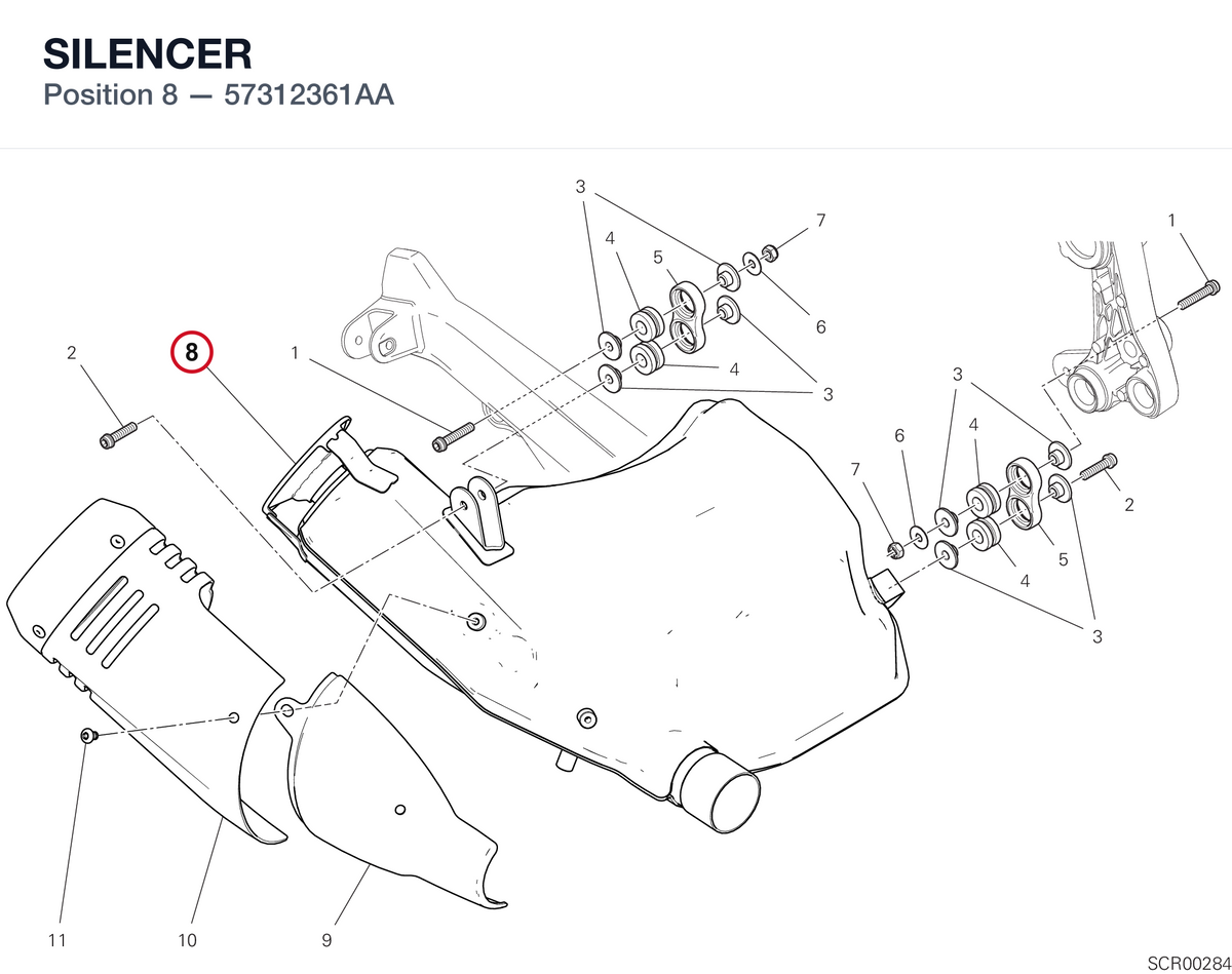 SILENCER 57312361AA diagram position