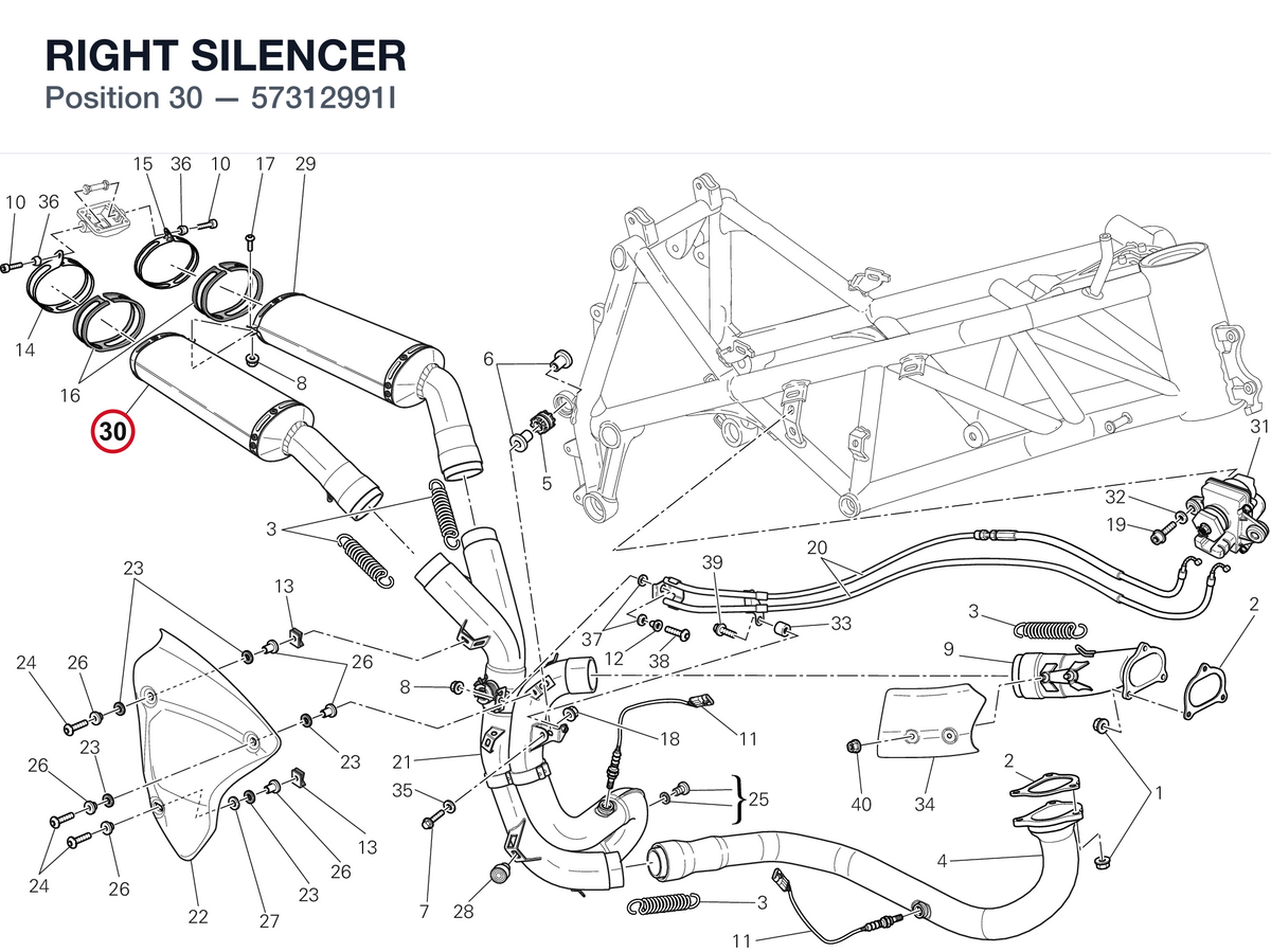 RIGHT SILENCER 57312991I diagram position